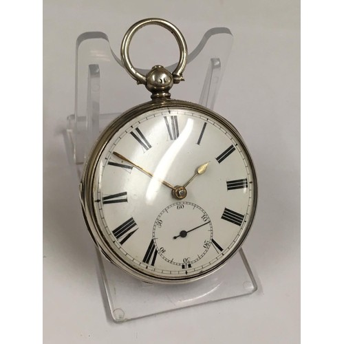 150 - Antique silver Pocket watch with Diamond balance cock, 48mm diameter