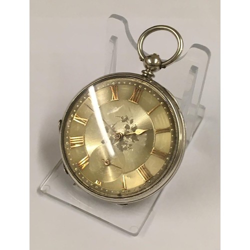 134 - Antique silver gents pocket watch, 50mm diameter