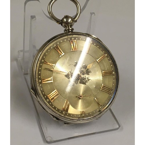 134 - Antique silver gents pocket watch, 50mm diameter