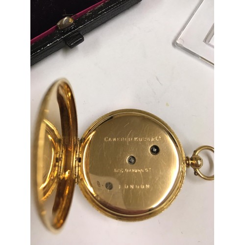 8 - Antique 18k solid gold Pocket watch with key and box, 38mm diameter and weight 34.6g approx