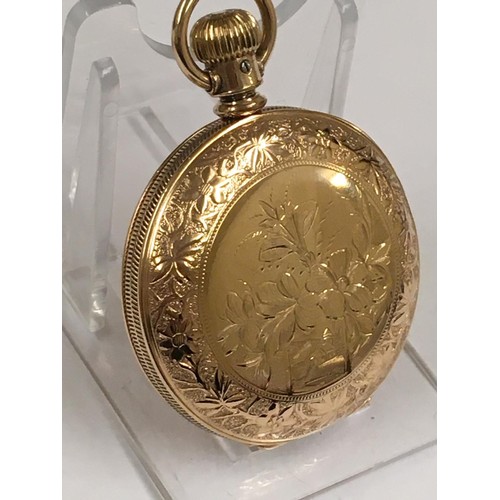 130 - Antique Gold filled ladies full hunter Elgin pocket watch, 42mm diameter