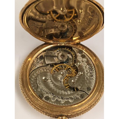58 - Antique rare Elgin ladies pocket watch with its original label inside still serials corresponding wi... 