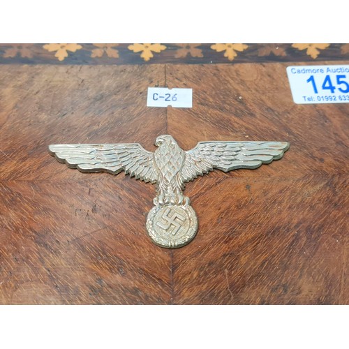 145 - WW2 German Ornate Box with Nazi Eagle. The lid has warped a little over the years