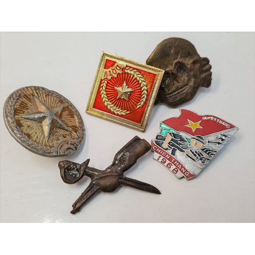 94 - Bag of Vietnam War Era Collectables inc a pair of ”Ho Chi Minh” truck tyre sandals.