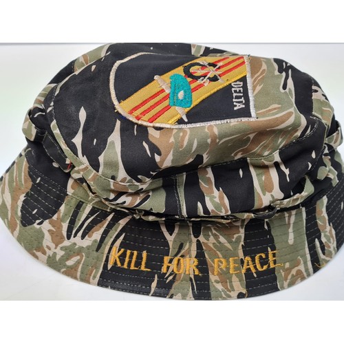 Vietnam War Era Special Forces Boonie Hat, USMC Body Bag Pin and