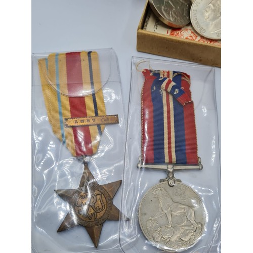 87 - WW2 Boxed British War & Defence Medals and 3 Campaign Stars, War Medal with Cert