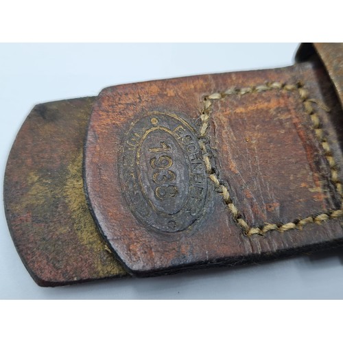 143 - WW2 German Luftwaffe Buckle & Leather Tab Dated 1938.