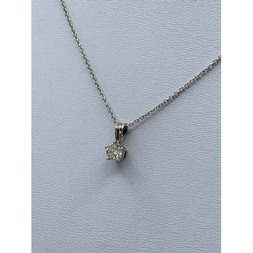 195 - 0.33ct diamond pendant set in 18ct white gold with a 18cm gold necklace, weight 2.28g