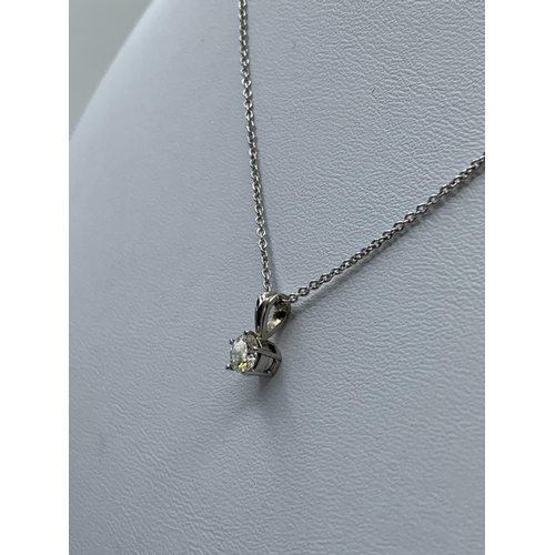 195 - 0.33ct diamond pendant set in 18ct white gold with a 18cm gold necklace, weight 2.28g