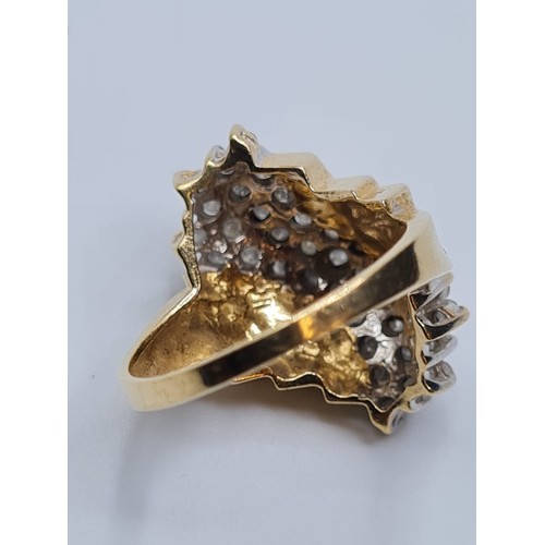 385 - A 10ct gold dress ring with diamonds, weight 6.8g & size Q