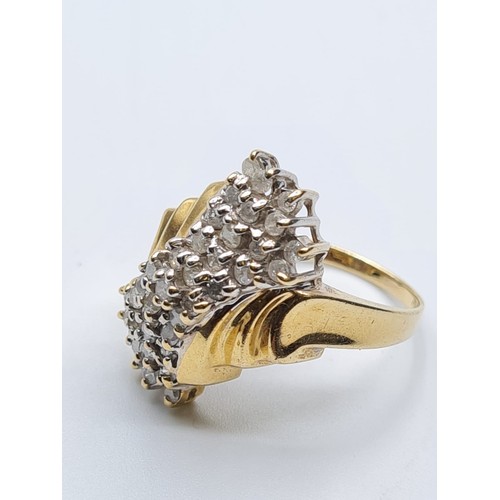 385 - A 10ct gold dress ring with diamonds, weight 6.8g & size Q