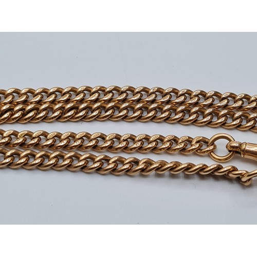 29 - Rose gold watch chain with matching seal pendant. Weight 29.8g and length 38cms