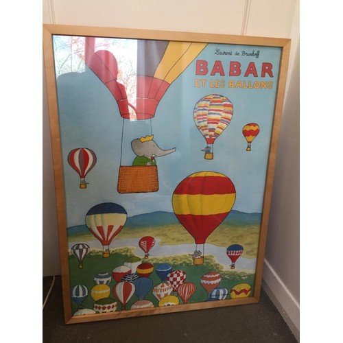 316 - Vintage Babar Poster extremely large original Laurent De Brunhoff print 'Editions de desastre' Iconi... 