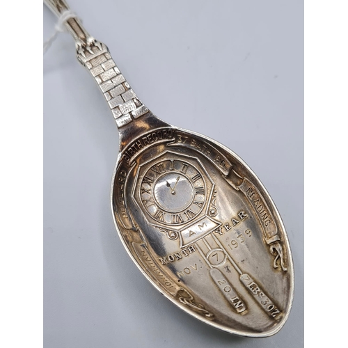 180 - A Hallmarked Silver Birth Record Spoon for Jonathan Pollard, Nov 7th 1939. 40.5g, 15cms.