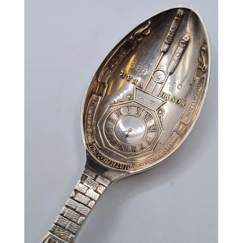 180 - A Hallmarked Silver Birth Record Spoon for Jonathan Pollard, Nov 7th 1939. 40.5g, 15cms.