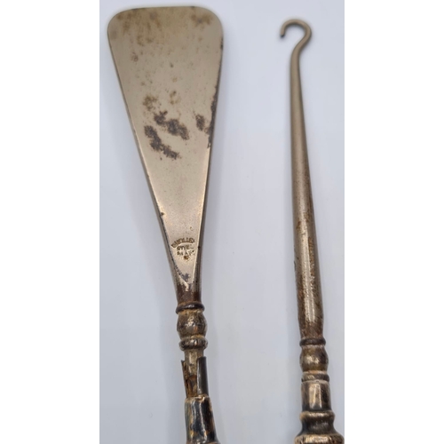 186 - Victorian Silver Handled Shoe Horn and Boot Lacer, 97.6g