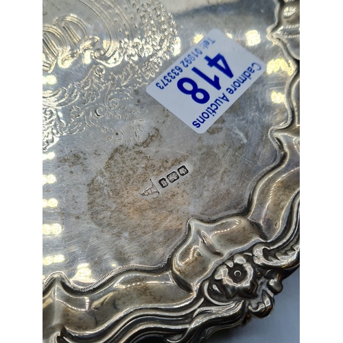 418 - Silver Platter Dated 1899 and Made in Sheffield, 350g