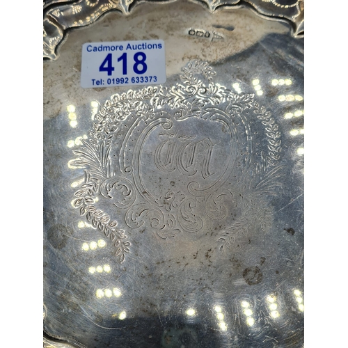 418 - Silver Platter Dated 1899 and Made in Sheffield, 350g