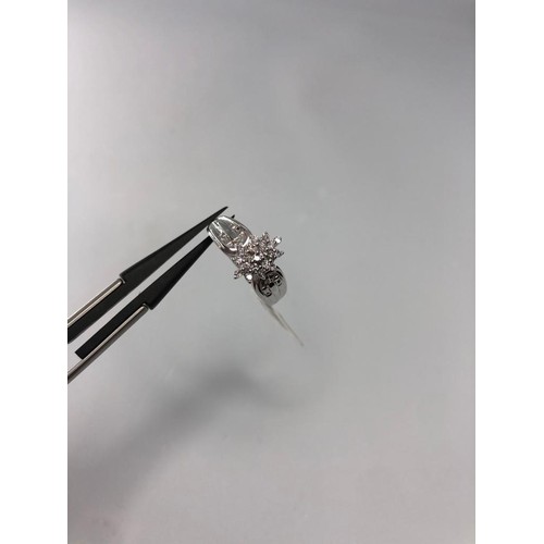 300 - 9k white gold cluster ring with 0.25ct diamonds, weight 3.4g and size N1/2 (ecn446)