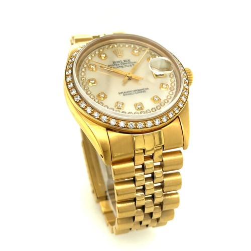 255 - 18CT  STEEL GOLD PLATED ROLEX DATE JUST BRACELET WATCH DIAMOND SET DIAL AND BEZEL 16013 MODEL NO BOX... 