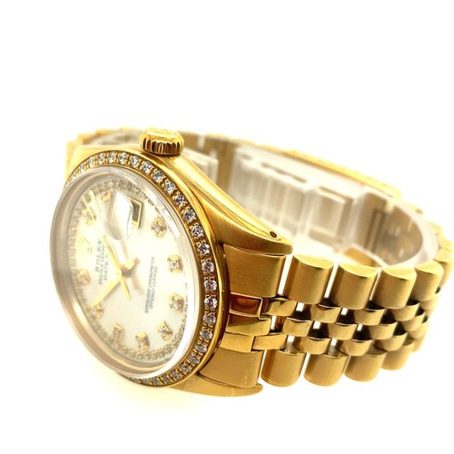 255 - 18CT  STEEL GOLD PLATED ROLEX DATE JUST BRACELET WATCH DIAMOND SET DIAL AND BEZEL 16013 MODEL NO BOX... 