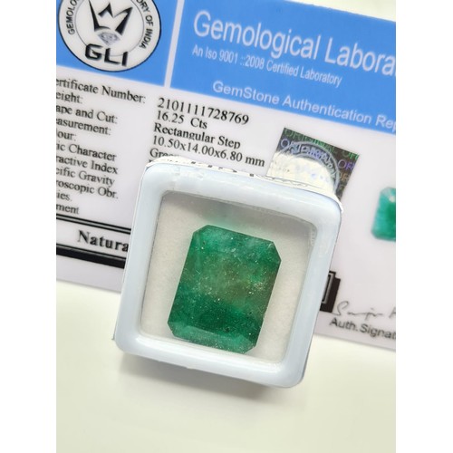 256 - 16.5ct Rectangular shape emerald certified gemstone