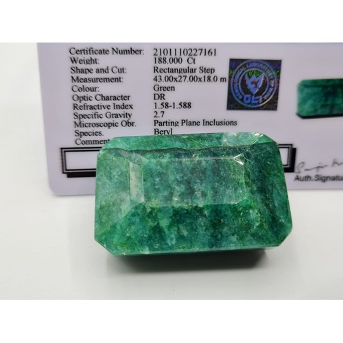 237 - Collectable Beryl Emerald Gemstone Weighing 188ct - Certified