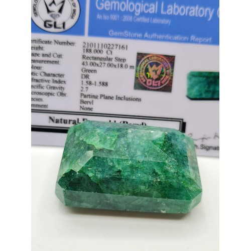 237 - Collectable Beryl Emerald Gemstone Weighing 188ct - Certified