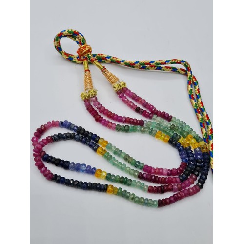 274 - Gemstone necklace with rubies, emeralds and sapphires