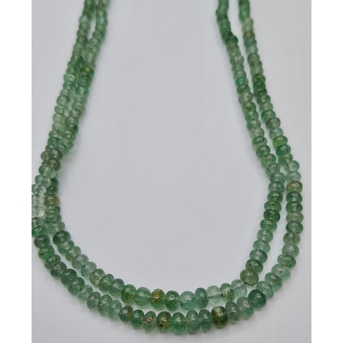 228 - Natural Emerald Gemstone Necklace - Cabochon Emerald Beads