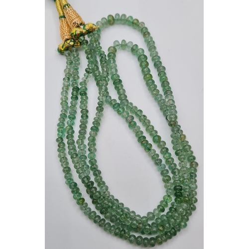 228 - Natural Emerald Gemstone Necklace - Cabochon Emerald Beads