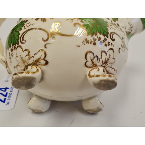 224 - H&R Daniel Shrewsbury shape creamer with 1 repaired foot. Pattern No 5155.