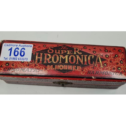 166 - 1960's Hohner Chromatic 'Super R' Harmonica in Original Box. 14cm Wide.