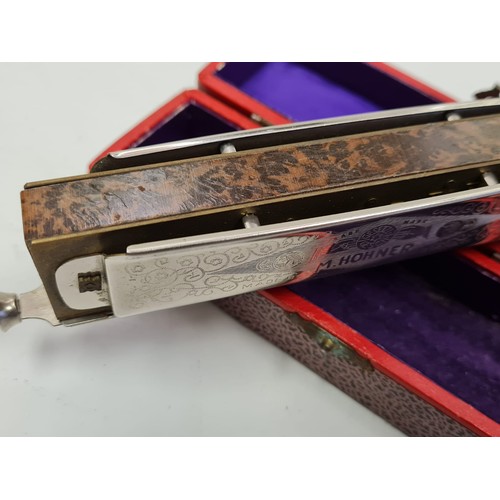 166 - 1960's Hohner Chromatic 'Super R' Harmonica in Original Box. 14cm Wide.