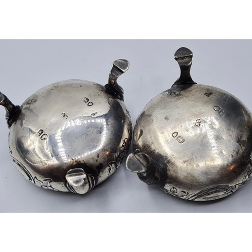 328 - Pair of Large Victorian Silver Salts. Having Gadroon Rim with Floral Engraving to Outer and Standing... 