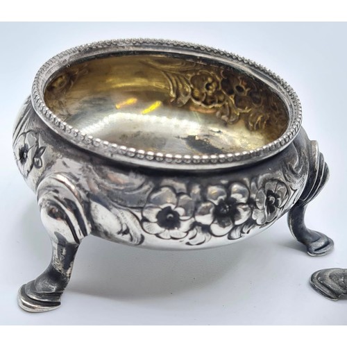 328 - Pair of Large Victorian Silver Salts. Having Gadroon Rim with Floral Engraving to Outer and Standing... 