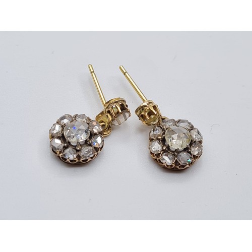 625 - (WITHDRAWN) Antique 18ct diamond earrings, approx 3ct diamonds total, weight 3.3g