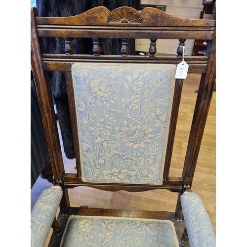 637 - Victorian Square Back Upholstered Rocking Chair on Casters, 106 cms High.