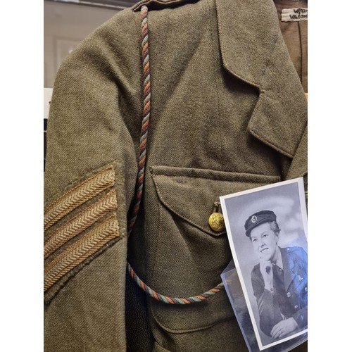 5 - Genuine WW2 Royal Artillery captains uniform, insignia and buttons are bagged separately in jacket p... 