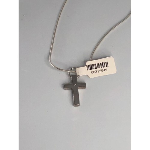 564 - Silver hallmarked cross with silver chain of 20