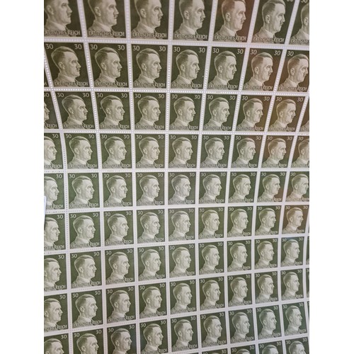 645 - A Sheet of 100 Hitler Deutschesrech Stamps with 30RM Value