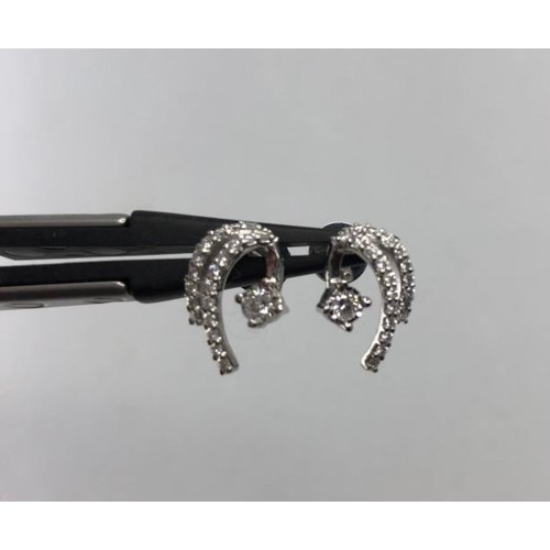 658 - 18k white gold stud earrings with 1ct diamonds and weight 2.9g, 15mm long approx (ecn729)