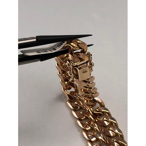 662 - 9k yellow gold chunky curb bracelet, weight 38.4g and over 8