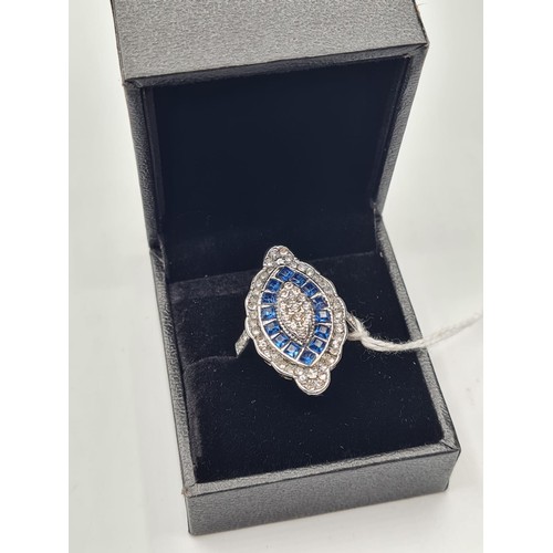 266 - Art Deco Style Silver Ring, 6.1g, Size L