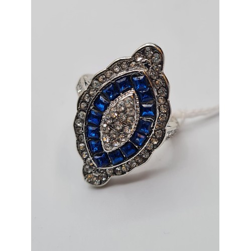 266 - Art Deco Style Silver Ring, 6.1g, Size L