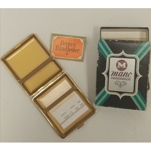 285 - Vintage Leather and Gilt Cigarette Case. German made. Perfect condition never used having original p... 