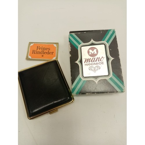 285 - Vintage Leather and Gilt Cigarette Case. German made. Perfect condition never used having original p... 