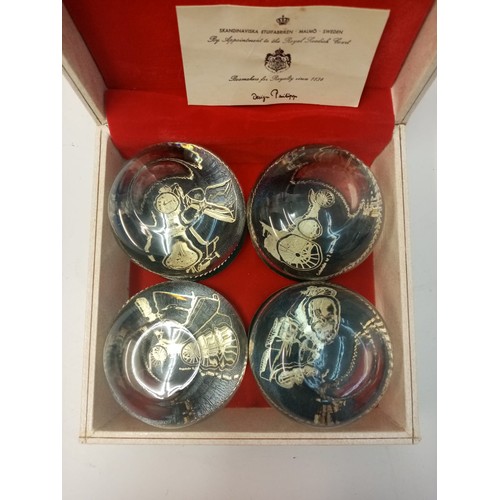 255 - Vintage set of Swedish whiskey glasses cased in a high quality gift box by Etuifabriken of Malmo. Se... 