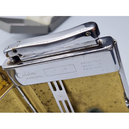 277 - Vintage Calibri Monopol cigarette case and lighter combined. Good Condition. White Metal 10x7.9cm ap... 