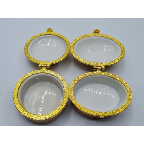263 - Pair Pill Boxes/Ring Boxes, 1x Oval, 1x Round.